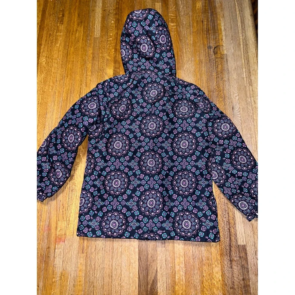 The Childrens Place Girl Medium 7/8 Black Mandala Floral Puffer Hooded Coat